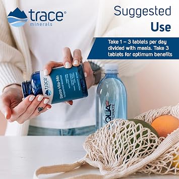 Trace Minerals | Electro-Vita-Min the Original Food-Based Multi | Vitamins, Minerals, Omega 3-6-9, Green Foods, Enzymes | 180 Tablets 3 tabs per serving