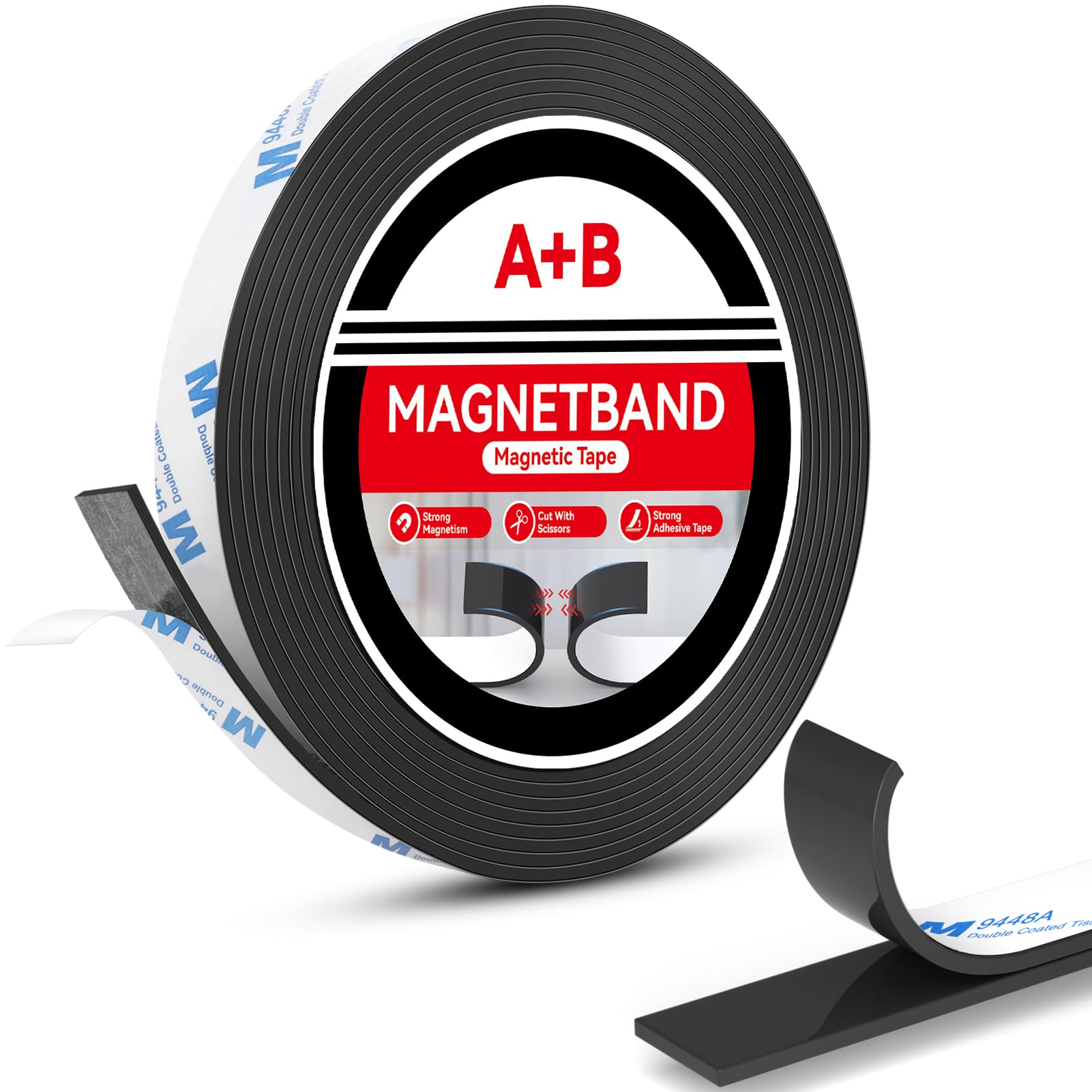 Nastro Magnetico Autoadesivo Extra Forte, Banda Magnetica A+B, Banda Magnetica Adesiva, Striscia Calamita per zanzariera, fai da te, tende da finestra, striscia magnetica 4m*15mm
