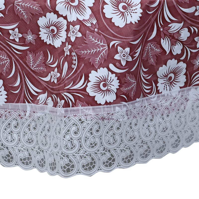 Image of Dakshya Industries Printed PVC Plastic Flowered 4 Seater Round Shape Table Cover (Size- 60 Inches Round)
