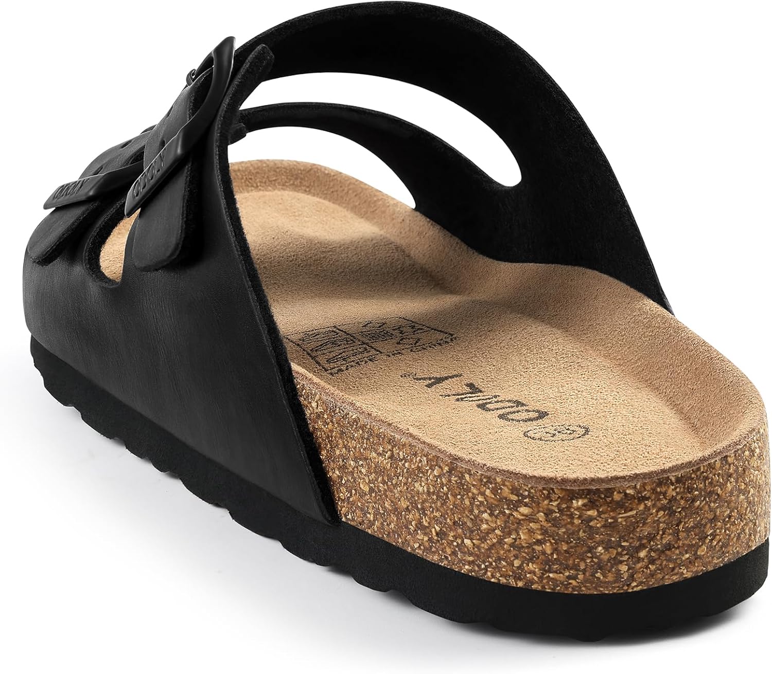 ODOLY Unisex Cork Footbed Slide Sandal, Arch Support Summer Outdoor Sandals with Adjustable Buckle for Women and Men