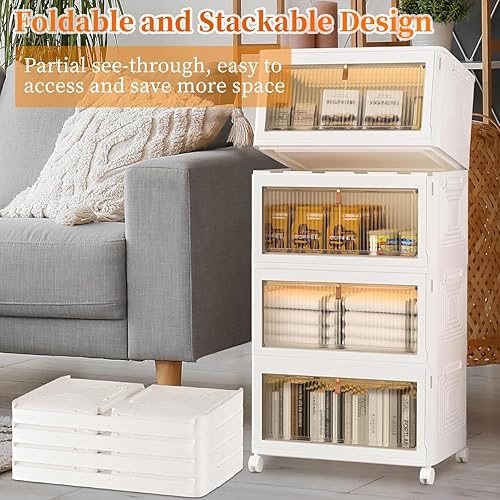 Miniatura 4 de Contenedores de almacenamiento de 2 niveles organizadores de cajas de plástico  36 cuartos de galón apilables con tapas para dormitorio, sala de