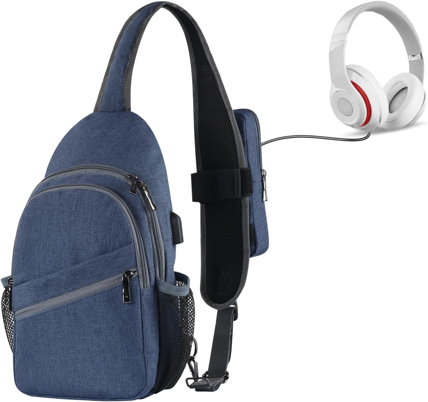 Crossbody Bag for Women, Sling Backpack with RFID Blocking and USB Charging Port, Hiking Daypack with Detachable Phone Holder Shoulder Bag for Travel Hiking