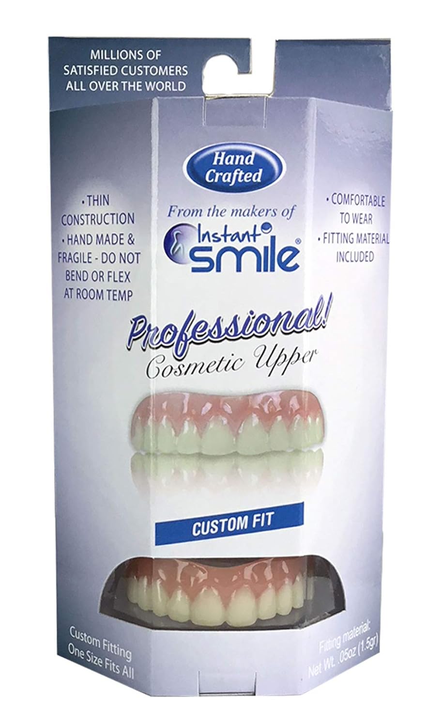 Professional Cosmetic Upper - New from Instant Smile! Hand Crafted Detail, Custom fit at Home! Works Best in Medium to Large Sized Mouths.