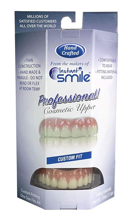 Professional Cosmetic Upper - New from Instant Smile! Hand Crafted Detail, Custom fit at Home! Works Best in Medium to Large Sized Mouths.