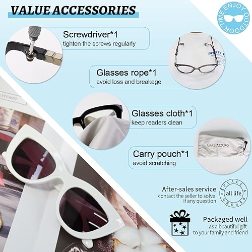 Miniatura 6 de MARE AZZURO Lentes de lectura para exteriores con diseño de ojo de gato, para mujer, lentes de sol para lectores 0.5, 0.75, 1.0, 1.25, 1.5, 1.75,