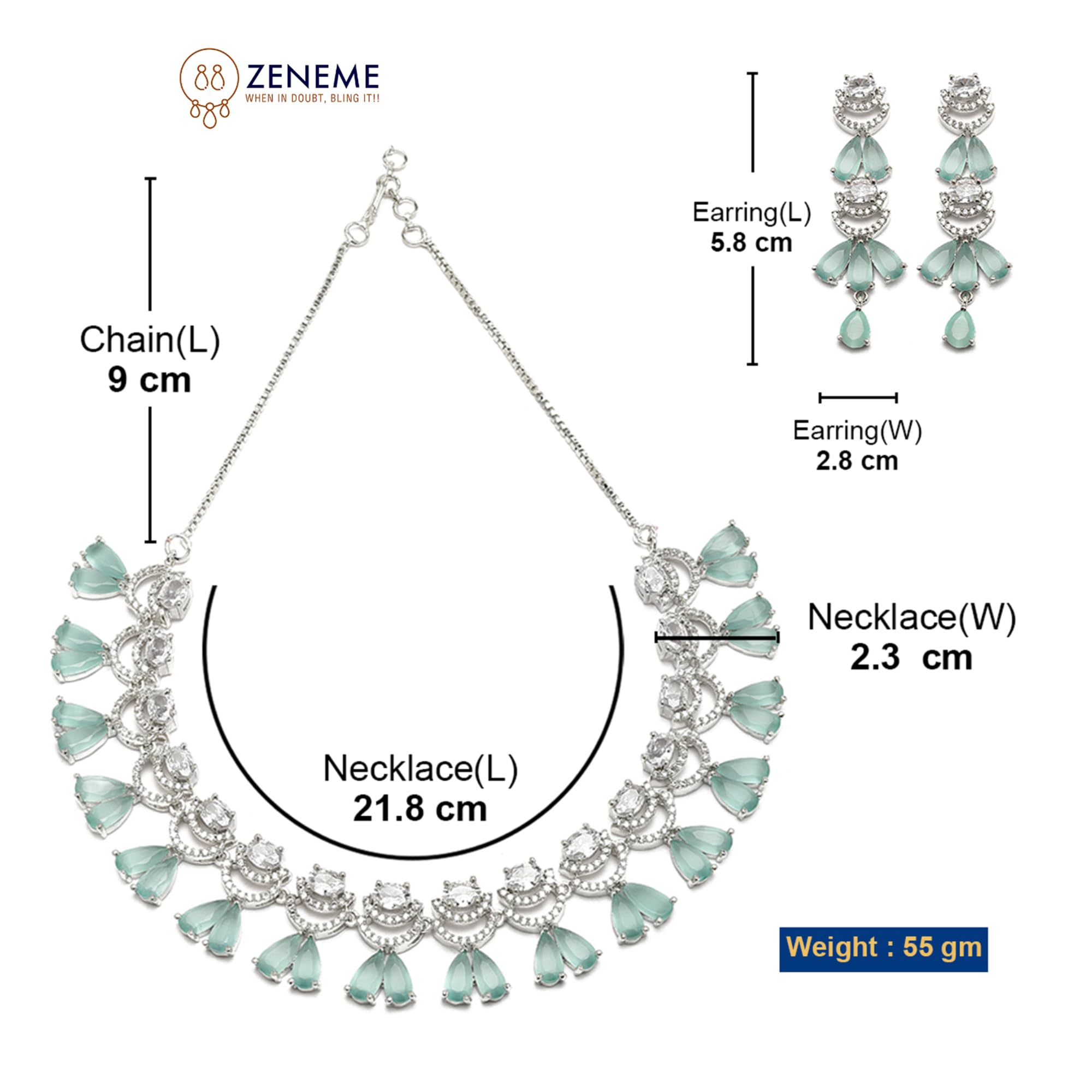 Rhodium-Plated American Diamond Necklace Set