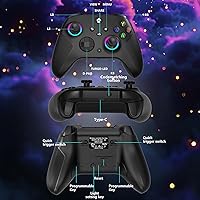 Vista 6 de YUYIU 2.4GHz Controller with 7 Colors RGB Light for Xbox Controller, Xbox One Series X S,Consoles,Steam PC Windows, with 1000mAh Battery/Dual