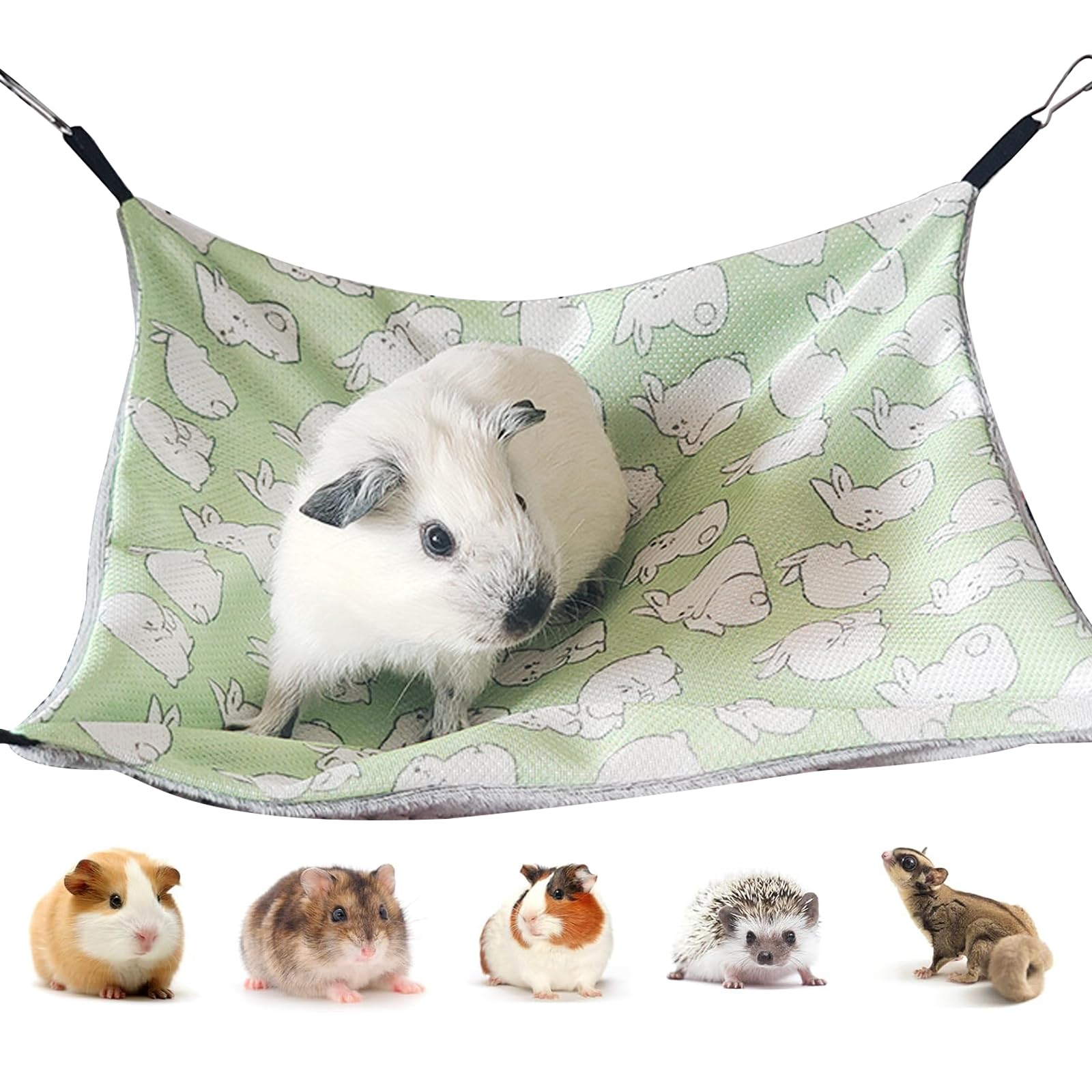 Maison cochon d'inde, Hamac Lit Hamac pour Animaux de Compagnie À Double Couche Chinchilla Furet pour cage de petit animal de compagnie, pour Chinchilla,Hérisson,Cobayes (Glace Soie, lapin vert)