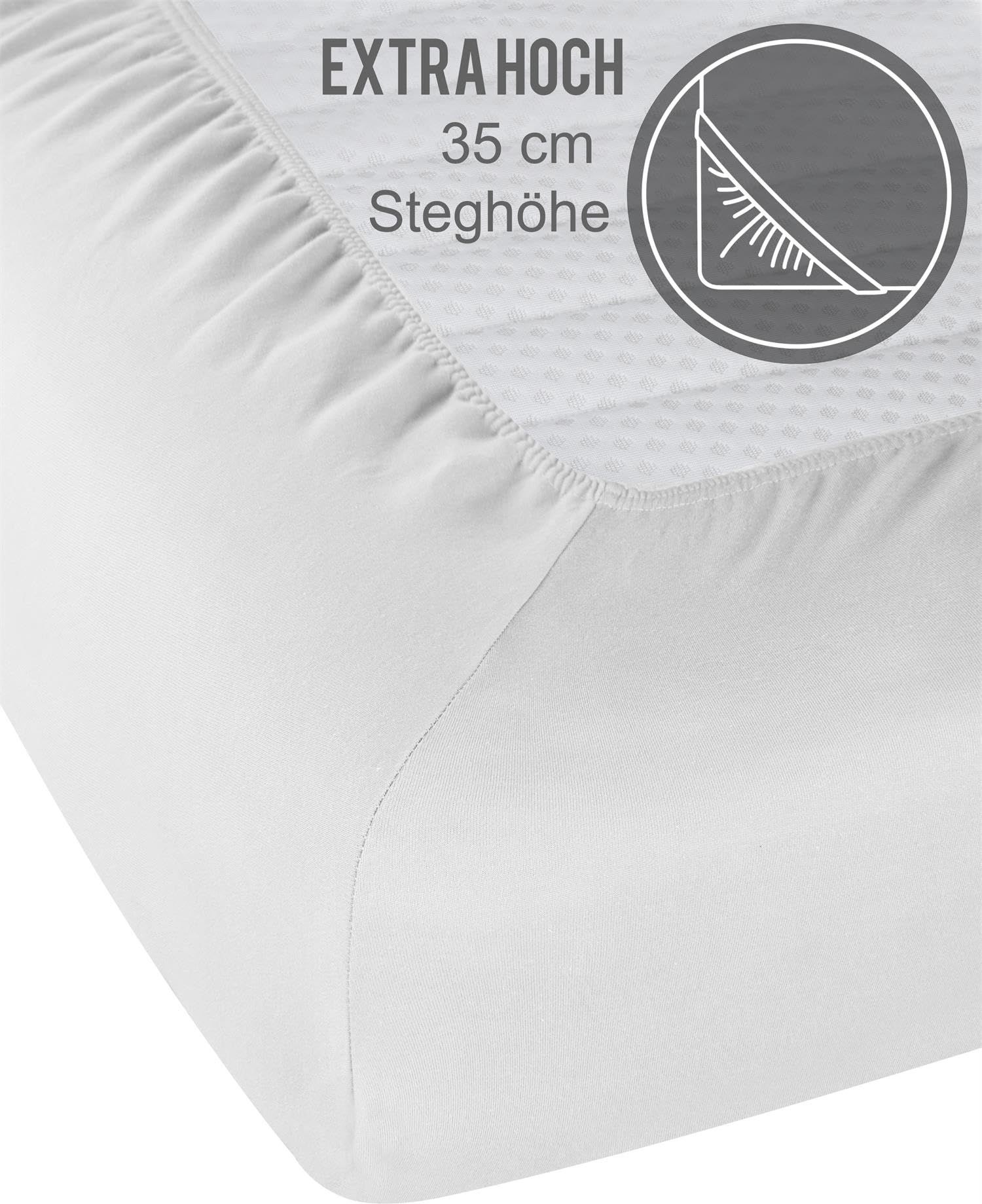 Bambus Spannbettlaken 4 Jahreszeiten| weiches Spannbetttuch 210 g/m² Oeko-Tex aus atmungsaktivem Material Temperaturregulierend Weiß 180-200 cm x 200 cm x 30 cm