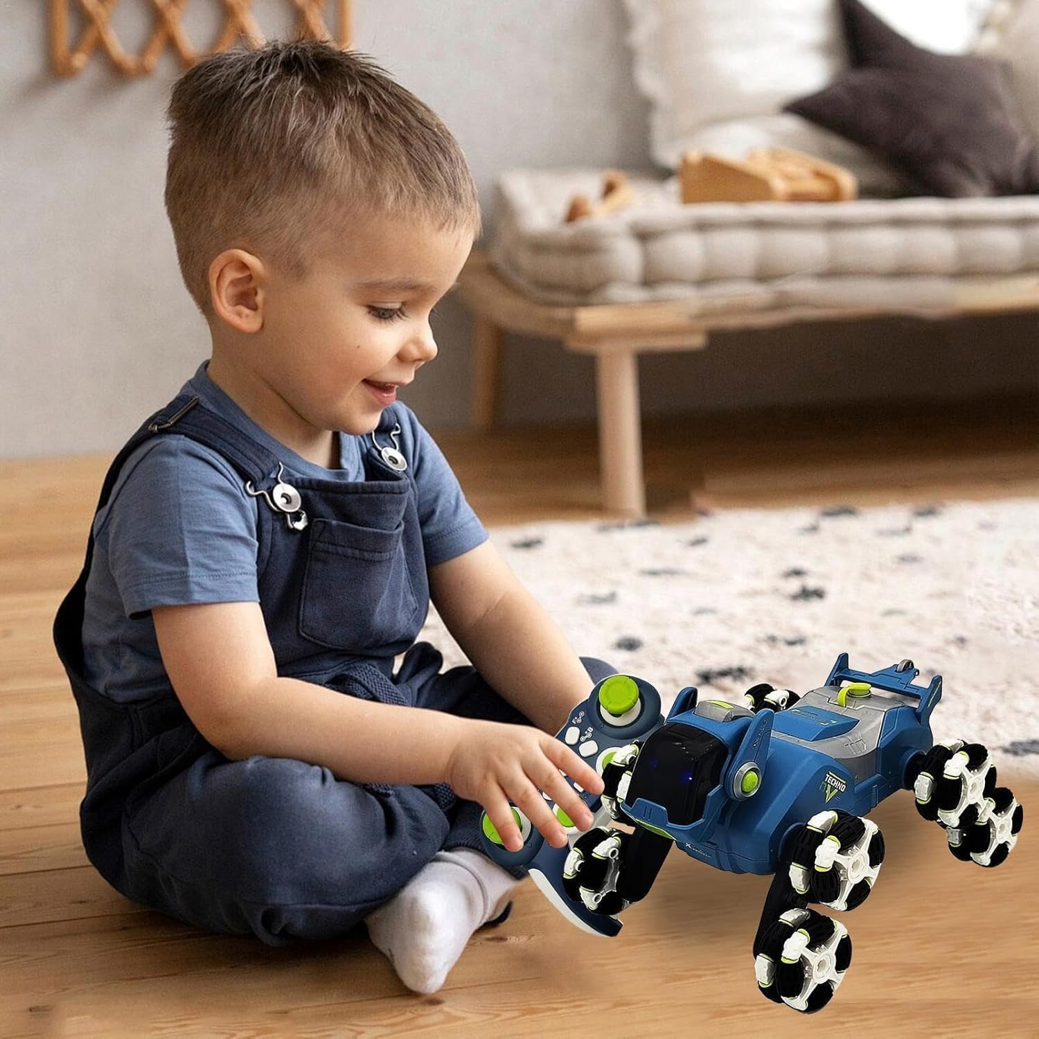 DD WORLD 8-Wheel RC Stunt Robot Dog — 2.4GHz Remote Control Pet Dog Toy with Drift Wheels, 360° Spins, LED Eyes, Cool Smoke Effect & Rechargeable Battery — Interactive Robotic Puppy for Kids 2