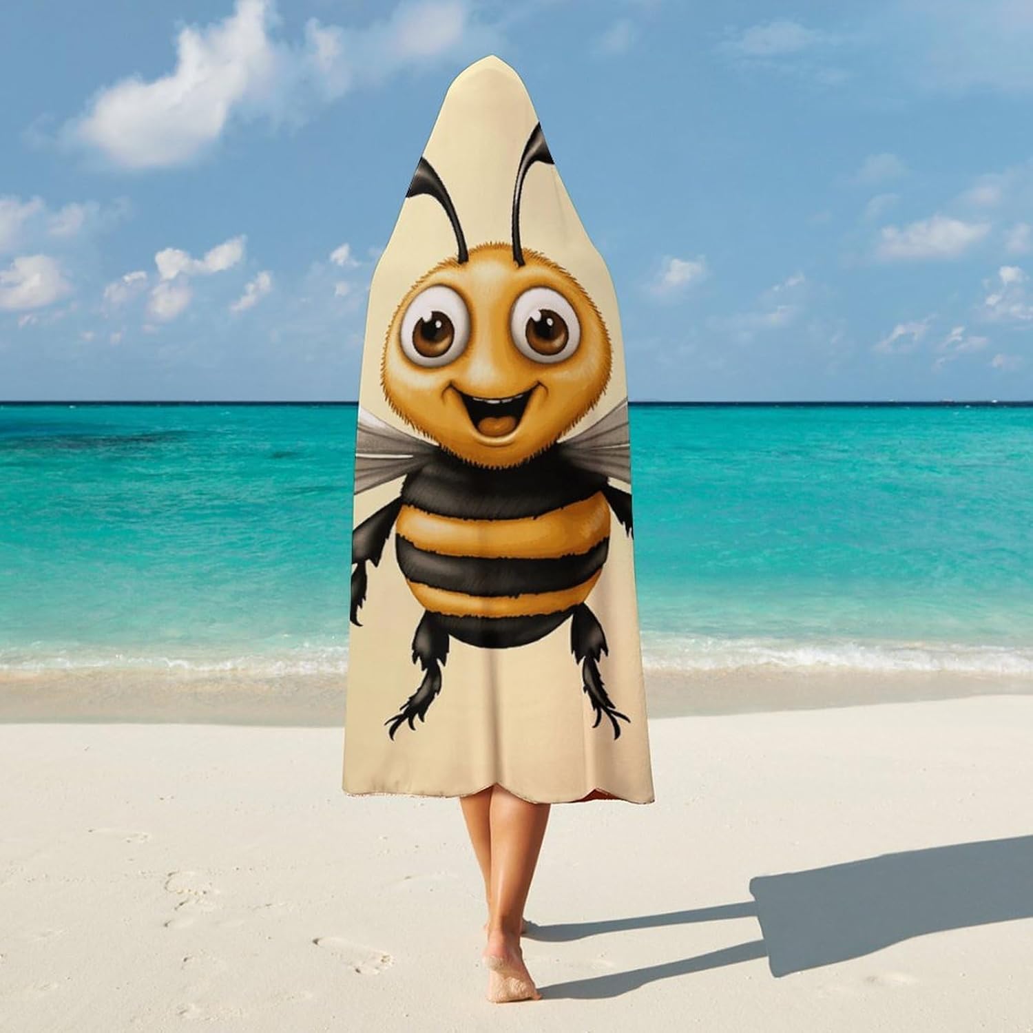 Bee Wearable Hooded Blanket, Ultra Soft Arctic Velvet Cape Cloak Unisex - Cozy Wearable Blanket