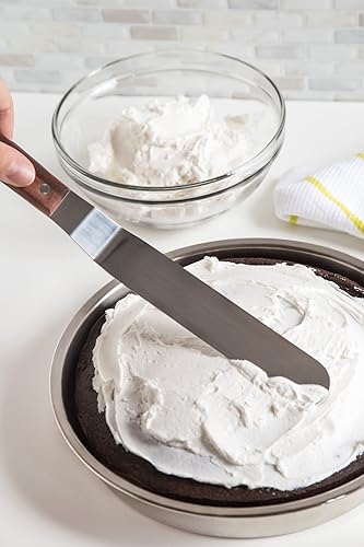 Vista 3 de Fox Run Espátula de glaseado offset, hoja de acero inoxidable de 8 pulgadas, mango de madera, metálico