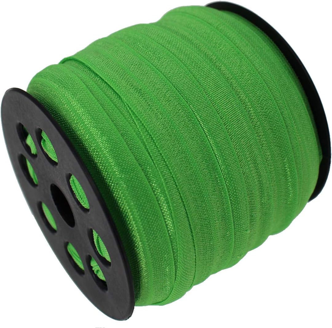Green Fold Over Elastic 5/8 inch 15mm Elastic Bands for Sewing 40 Yards Wide Elastic Headbands Stretchy Ribbon for Crafts-Elastic Straps Trim for Girls Hair Ties-Bow-DIY Projects-Clothes