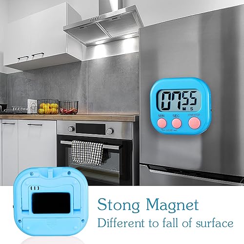 Miniatura 5 de Temporizador digital de cocina de 4 piezas, temporizador de cocina, temporizador de cuenta regresiva de dígitos grandes, temporizadores de alarma