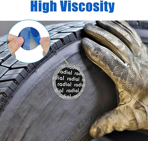 Miniatura 6 de Kit de 92 piezas de herramientas de reparación de neumáticos, kit de parches de neumáticos de 1.260 in, 1.654 in, 2.283 in, redondo, de goma