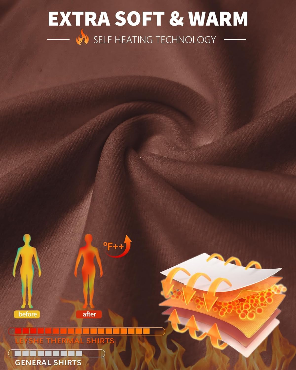 Thermal Long Sleeve Shirts for Women Fleece Top Thermal Notch V Neck Underwear Top Undershirt Winter Cold Weather - Image 3