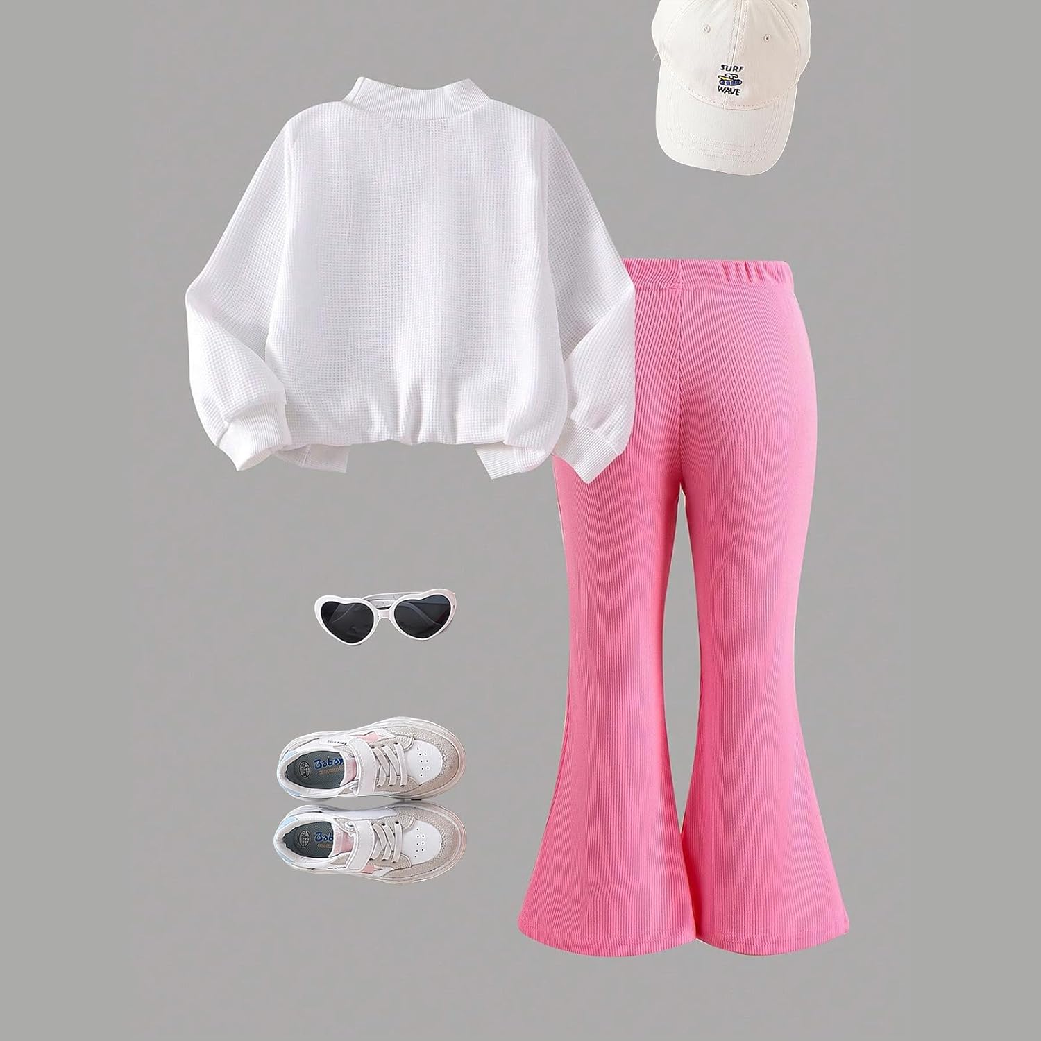 Girls 2 Piece Outfits 3D Strawberry Round Neck Long Sleeve Top+Solid Color Flared Pants Outfits Set Size 4-8 Years - Image 6