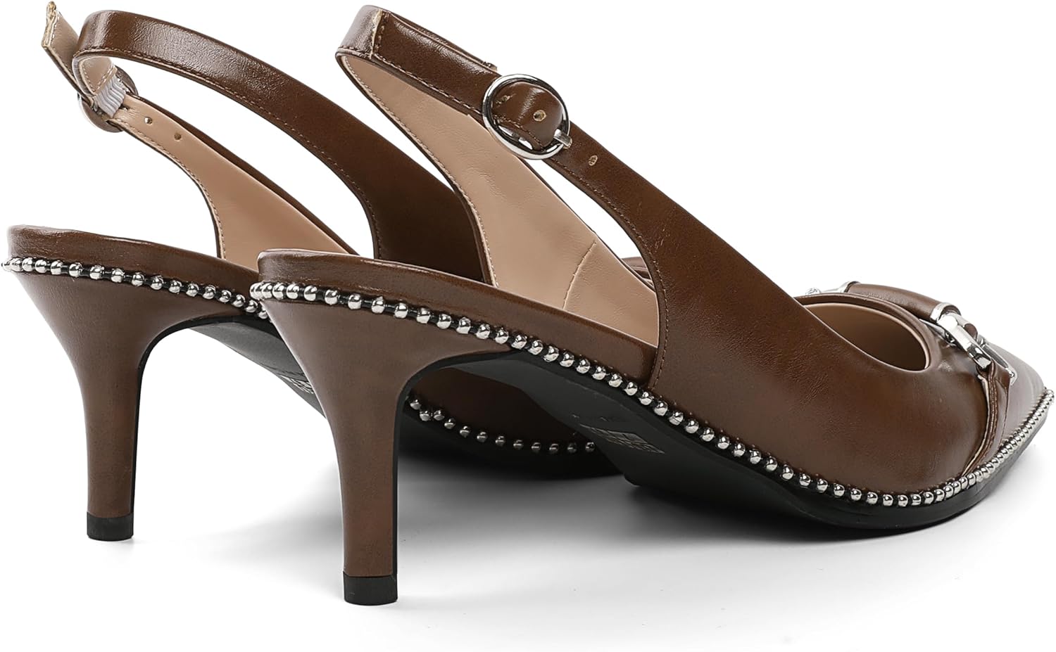 YODEKS Slingback Kitten Heels Women's Pointed Toe Low Heel Pumps 2.5 Inch Beaded Metal Buckle Shoes US Size 5-13 - Image 8