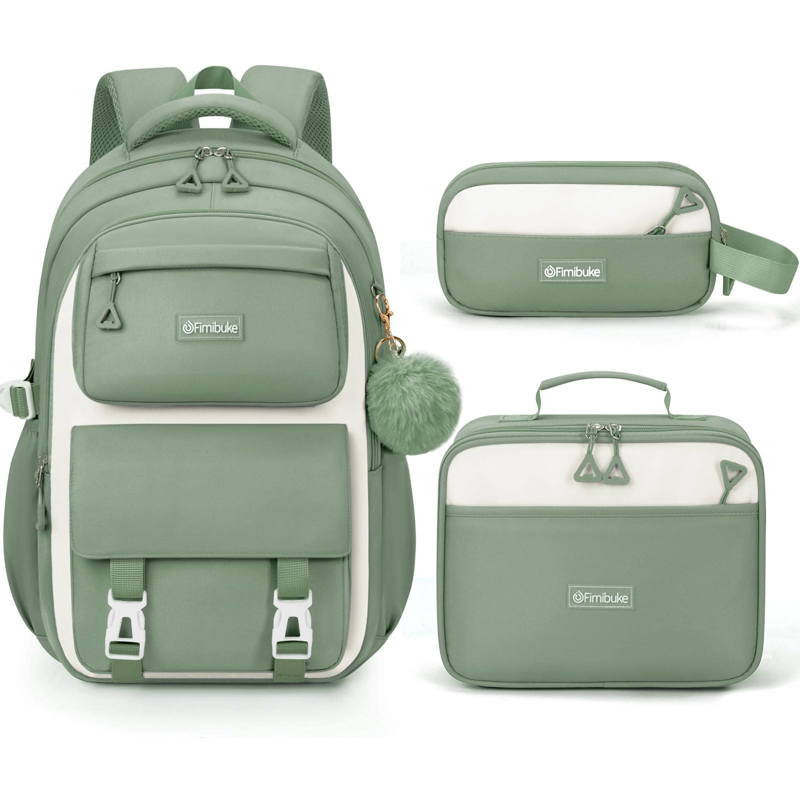 Fimibuke 3PCS Backpack Set Green