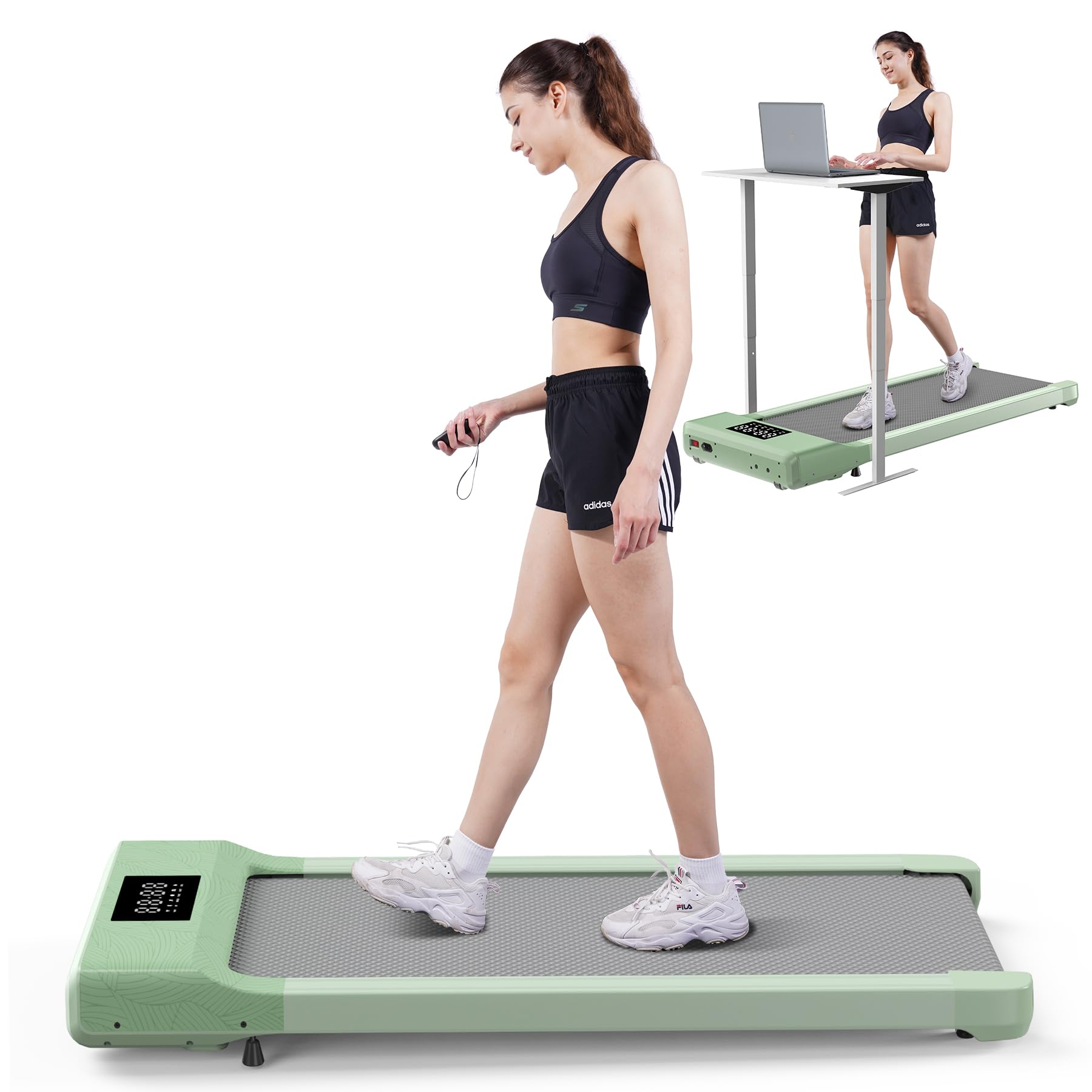 SupeRun Walking Pad Quiet, 2 in 1 Under Desk Treadmill, Walking Pad Treadmill Under Desk with 300LBS Weight Capacity, Installation-Free Walking Jogging Machine for Office Home Use