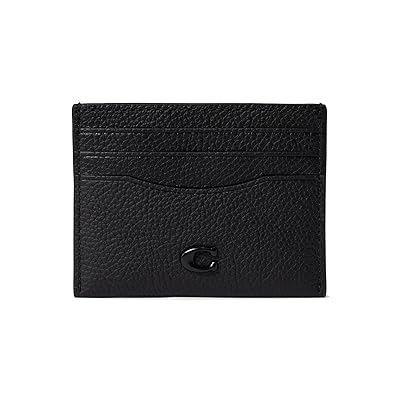 COACH Flat Card Case in Pebble Leather w/ Sculpted C Hardware Branding Men