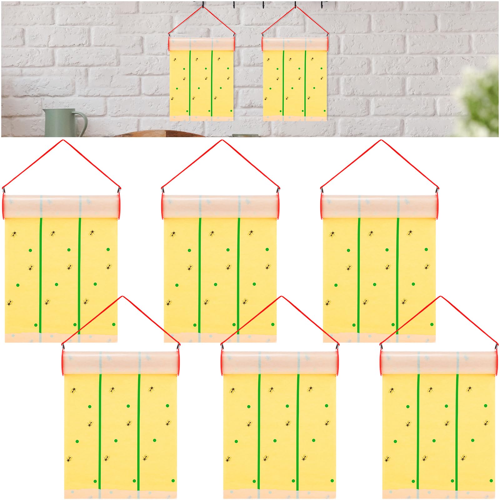 Trampas adhesivas para moscas en rollos amarillos y verdes de 30 pies para establos y cocina