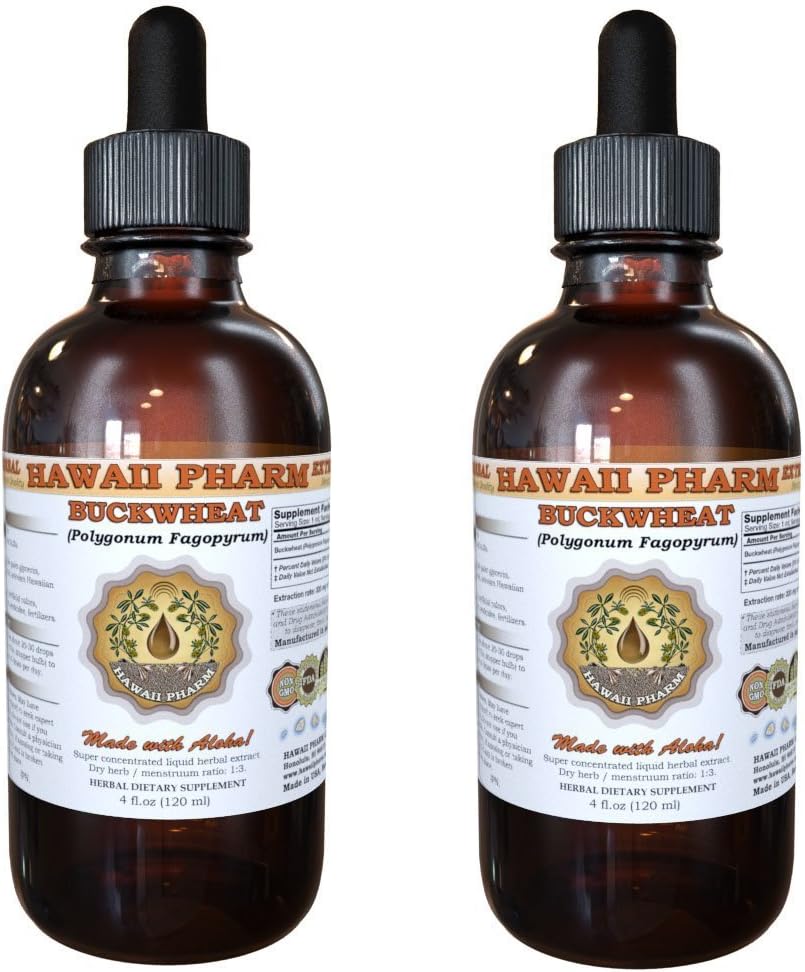 Hawaii Pharm Buckwheat Liquid Extract, Buckwheat (Polygonum Fagopyrum) Hulls Powder Tincture Supplement 2x2 oz