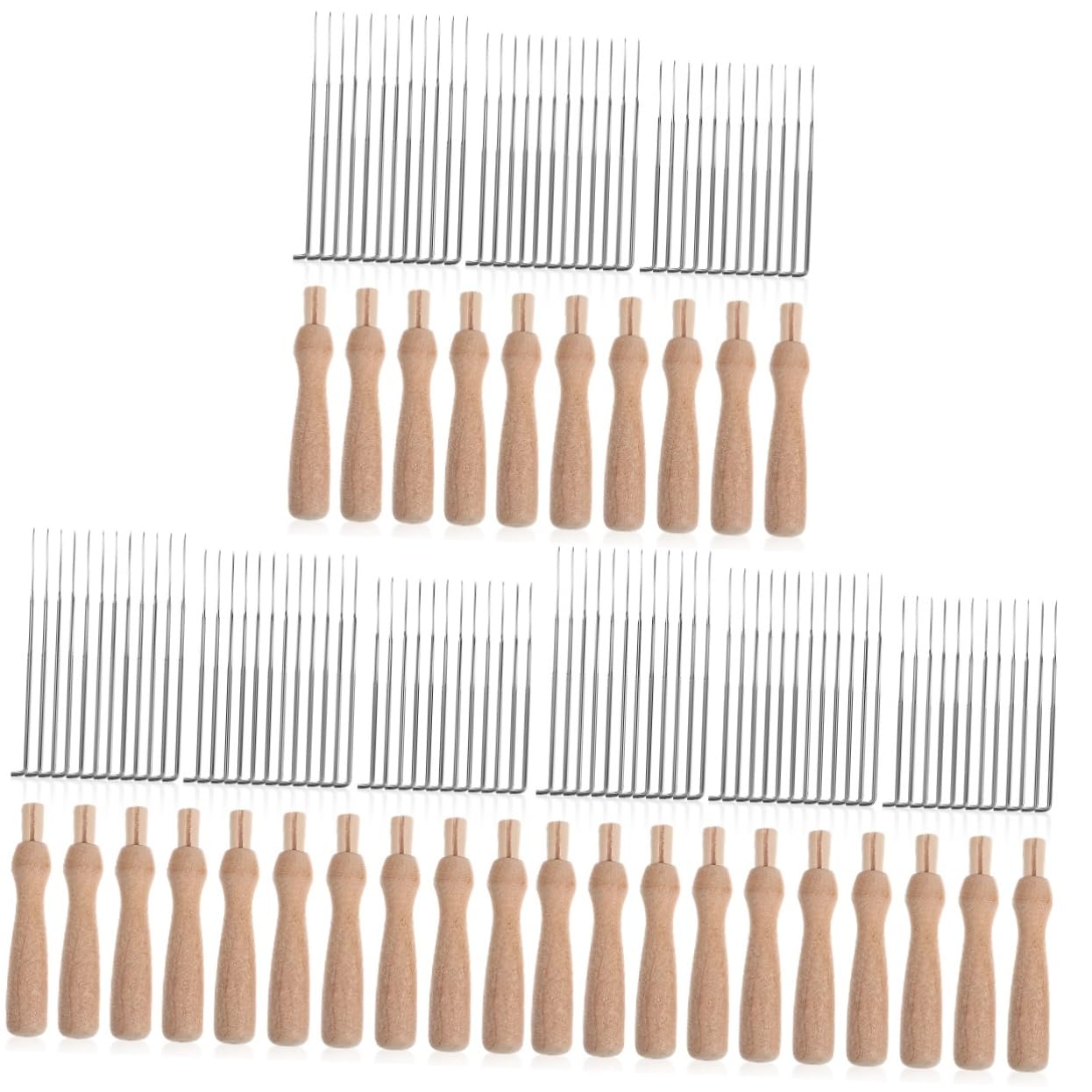 Operitacx 3piezas Kit De De Fieltro De De Lana y Mango De Madera Para Principiantes Manualidades De Fieltro