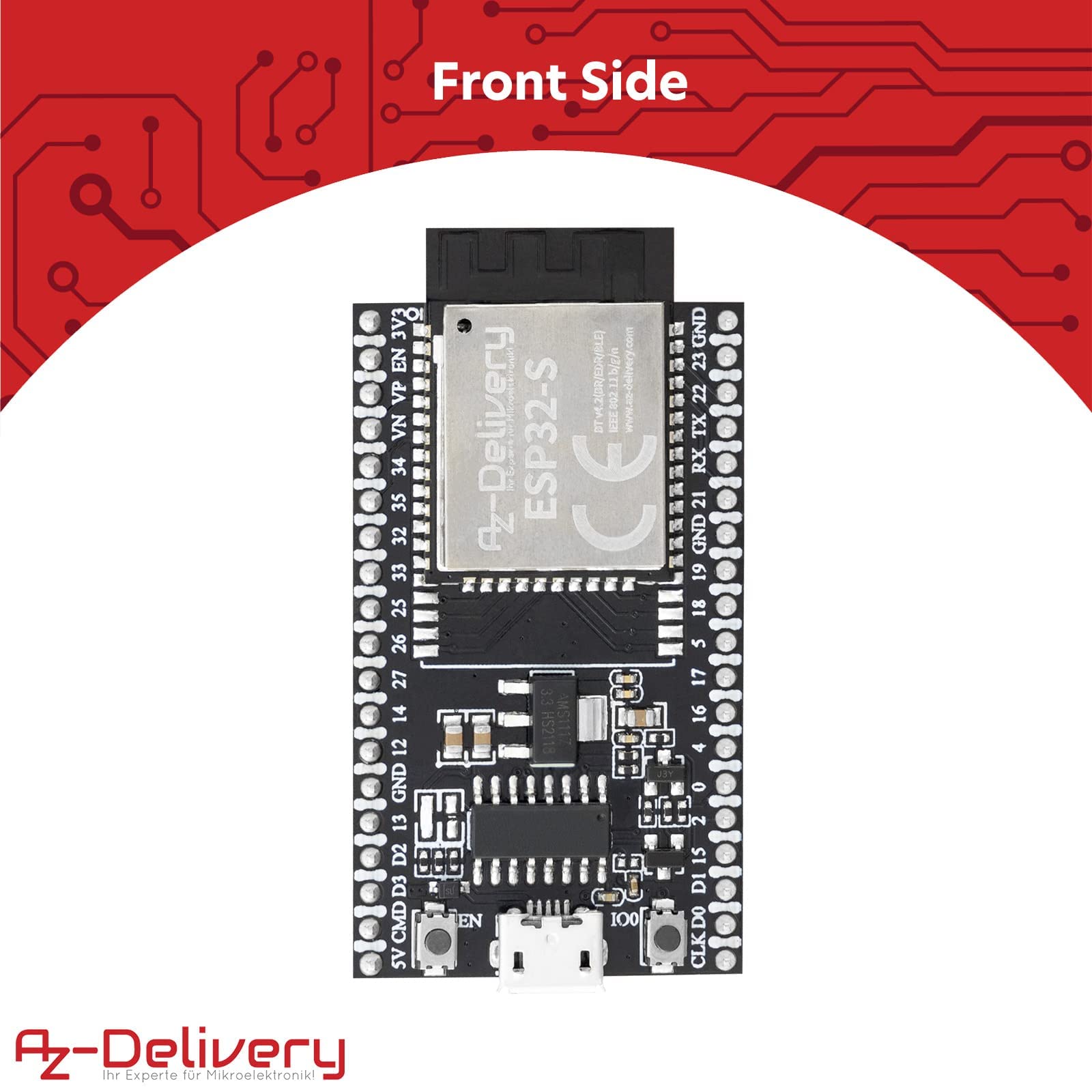 AZDelivery 3 x ESP32S Dev Kit C V4 NodeMCU WLAN WiFi Development Board kompatibel mit Arduino inklusive E-Book! (Nachfolger Modul von ESP32S Dev Kit C V2)
