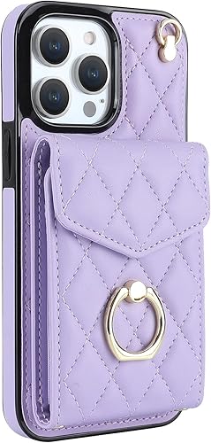 Miniatura 9 de Compatible with iPhone 13 Pro Max Wallet Case with Card Holder, 360 Rotation Finger Ring Holder Kickstand, Leather Wallet Case and Crossbody Strap -