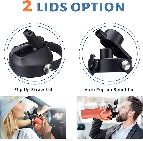 Miniatura 4 de Botella de agua de acero inoxidable de 32 onzas, mantiene el frío 48 horas, caliente 24 horas, botella de agua aislada al vacío a prueba de fugas