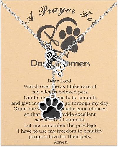 MYOSPARK Regalo de peluquería para perros, colgante con estampado de pata de perro, collar en Y, regalo de peluquería para perros, regalo de