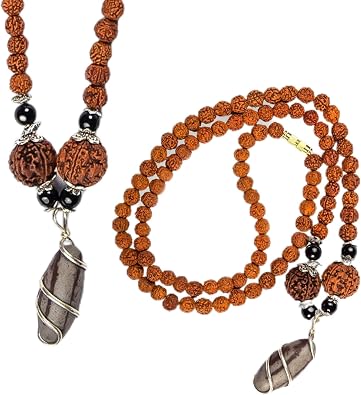 LOVENSPIRE Certified 108 + 1 Beads 5 Face Panchmukhi Rudraksha Kantha Mala with Gaumukhi Japa Bag - Prayer Necklace for Men and Women | Spiritual Jewelry for Yoga & Meditation