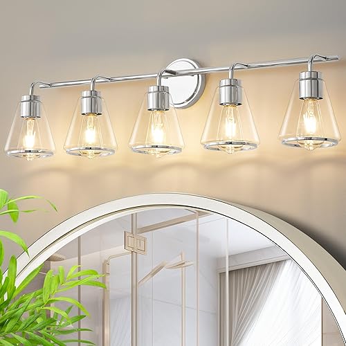Miniatura 11 de Accesorios de Iluminación de Baño Sobre Espejo Níquel Pulido Luz de Tocador 2 Luces Luces de Tocador de Baño con Pantalla de Vidrio Transparente 14