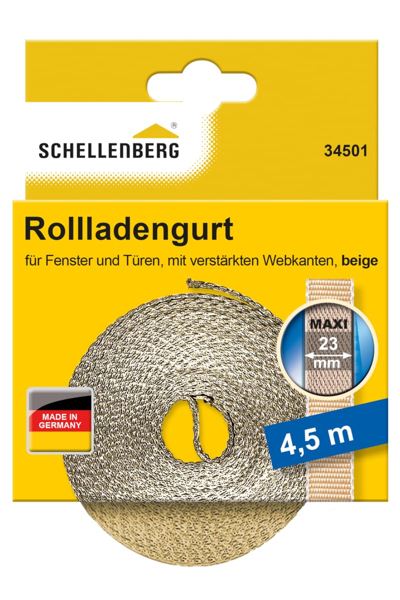 Schellenberg 34501 Roller Shutter Strap for Window Width 23 mm Maximum System 4.5 m Beige
