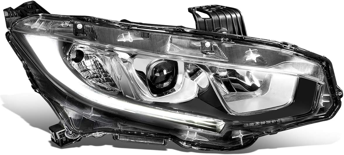 Auto Dynasty Projector Headlight Assembly Compatible with 2016-2020 Honda Civic, Factory Style Headlamp Replacement, Driver Left Side, Black Housing Clear Corner, HO2502173