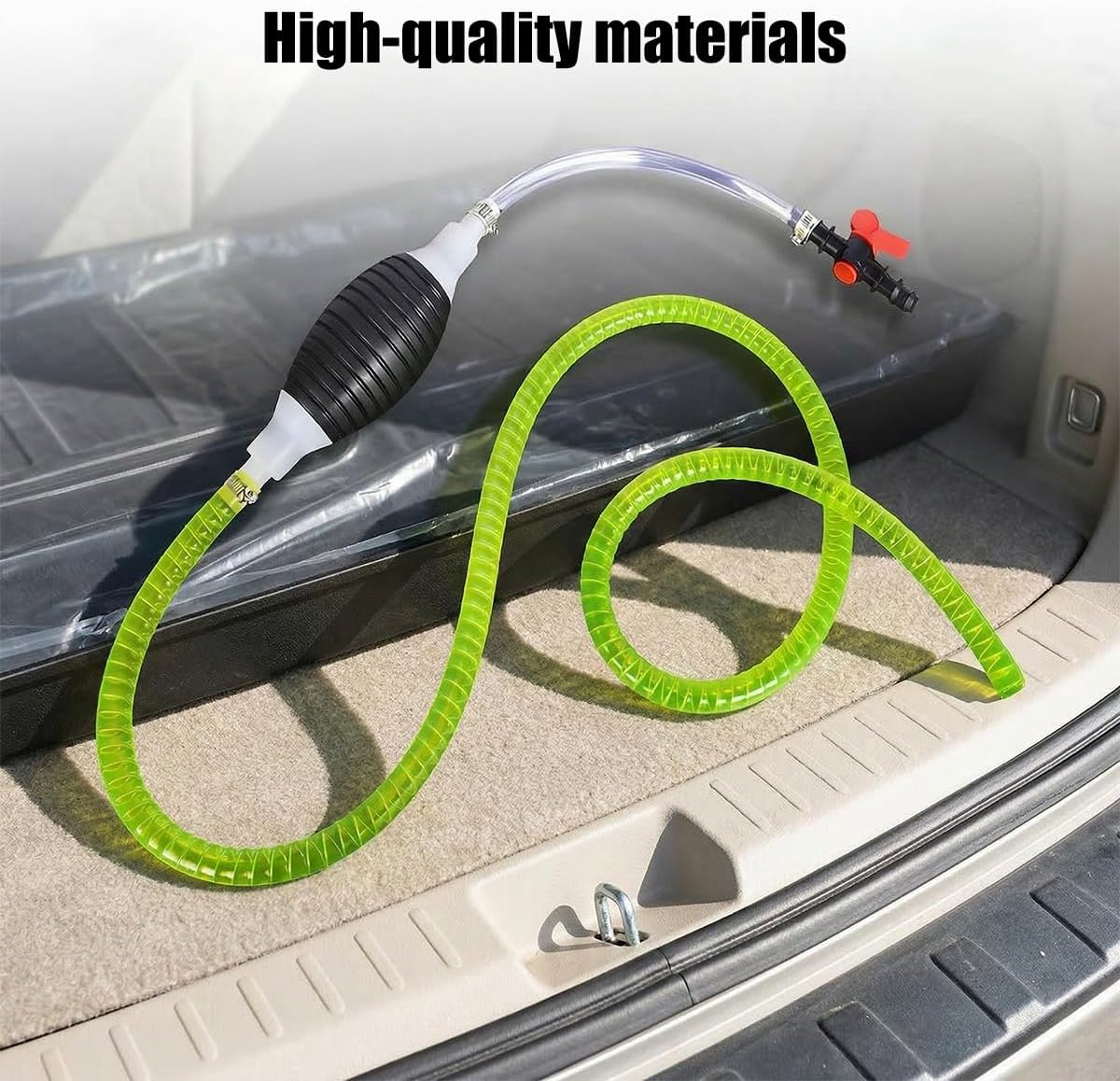 Car Gasoline Siphon Hose Pump, High-Flow Portable Vehicle Hand Oil Gas Fuel Transfer Pump, Manual Auto Fuel Transfer Siphon Accessories for Water Petrol Diesel, Universal for Vehicle (3.28FT)