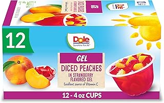 Dole Fruit Bowls Peaches in Strawberry Flavored Gel, Gluten Free Healthy Snack, 4.3 Oz (Pack of 12)