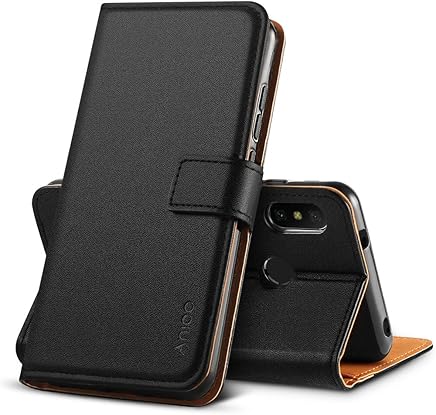 Anjoo Compatible para Funda Xiaomi Mi A2 Lite,Carcasa Mi A2 Lite de Cuero Suave de la PU con Tapa Cubierta Protectora de la Caso Trasera para Xiaomi Mi A2 Lite [Funci?n de Soporte],Negro