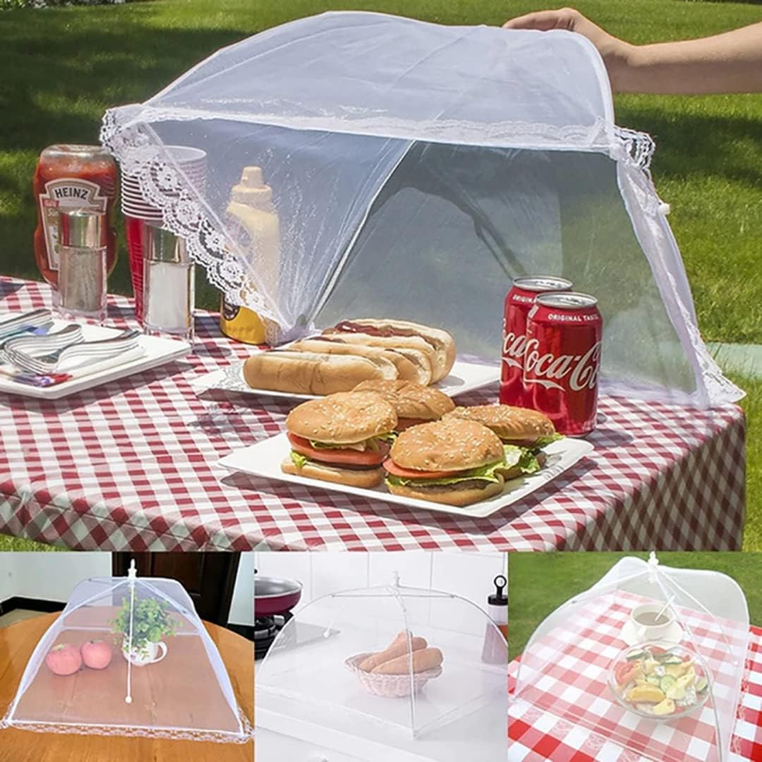 Food Cover for Outside Reusable Food Tent Fruit Cover Pop-Up Food Nets Outdoors Mesh Screen Collapsible 17 Inch,White (1) — Amazon image 3