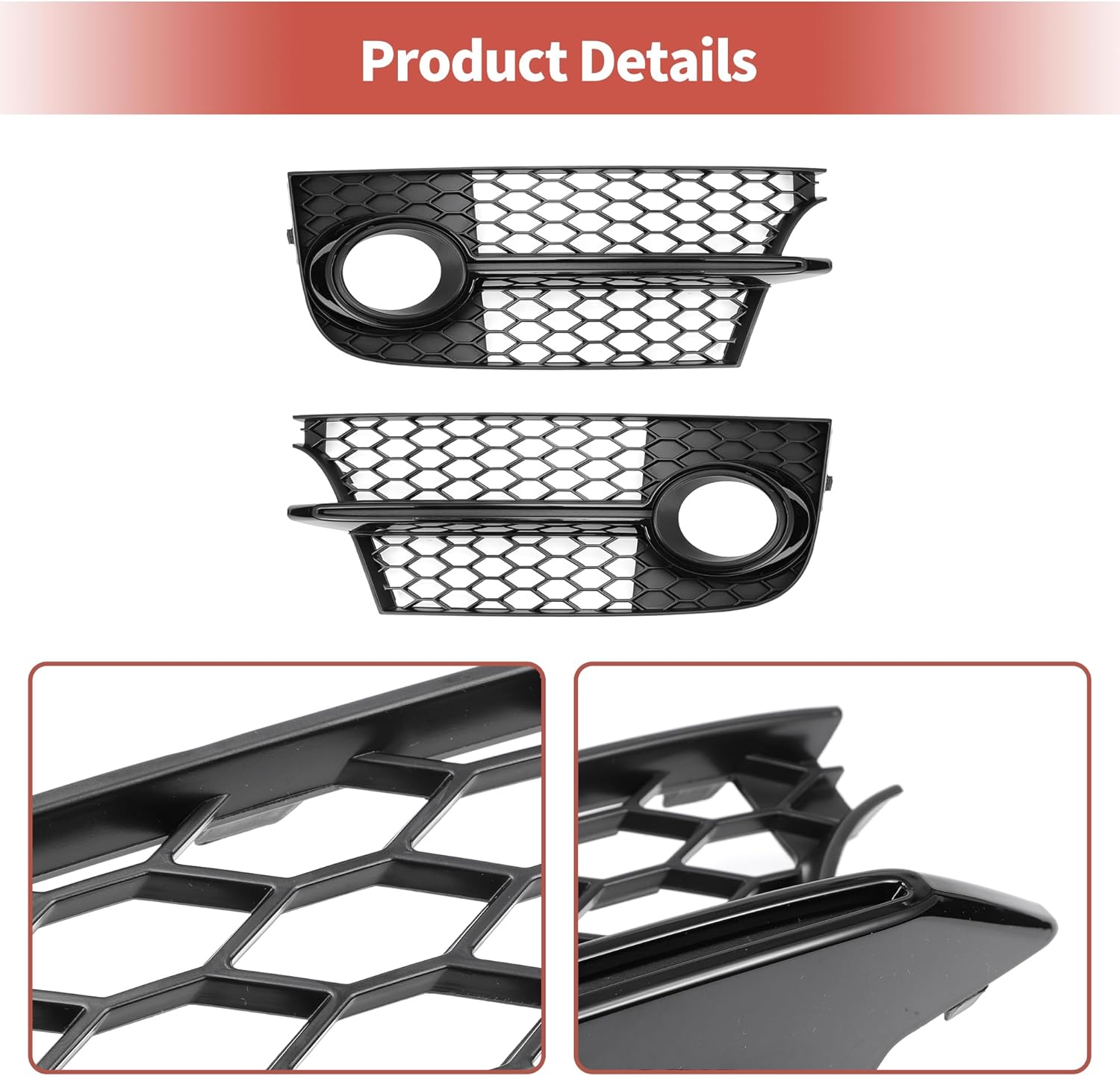 ACROPIX Fog Light Grill Front Lower Bumper Fog Light Cover Inserts for Audi TTS Quattro 2011-2015 No.8J0807681K/8J0807682K Durable Front Left Right