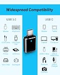 𝐔𝐩𝐠𝐫𝐚𝐝𝐞𝐝 USB C to USB Adapter 4 Pack, Type C Male to USB 3.0 Female Adapter OTG Adapter Changer Converter Compatible with iMac MacBook Pro Apple iPhone 16 16e 15 iPad 11 Air 7Galaxy S25