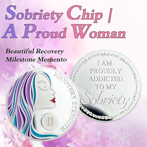 Miniatura 4 de Moneda de sobriedad de 2 años AA Medallón Chips Aniversario Token Recuperación Regalo para Mujeres Sobrias