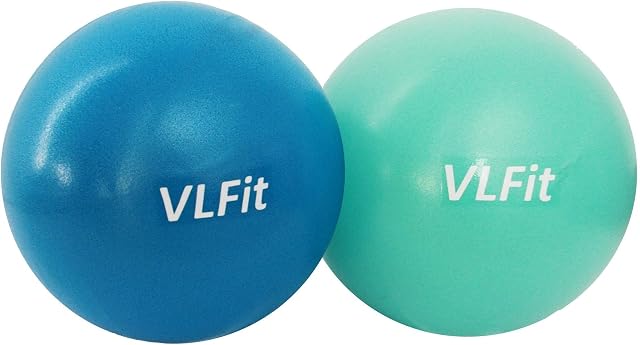 VLFit Set of 2 (20 & 25cm) Soft Pilates Balls, Small Exercise Ball, Anti-Burst and Anti-Skid for Pilates, Yoga, Core Training, Physical Training and more. Improves Balance (Office & Home & Gym)