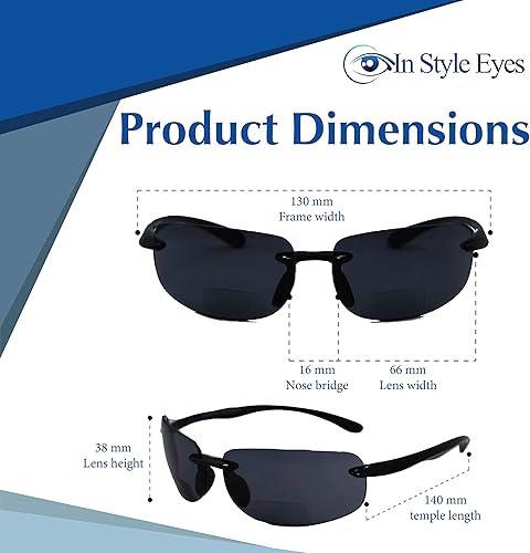 Miniatura 4 de In Style Eyes Lentes de sol Lovin envolventes de lectura bifocales originales, sin borde, protección UV, lente no polarizada, tortuga, 3.0x