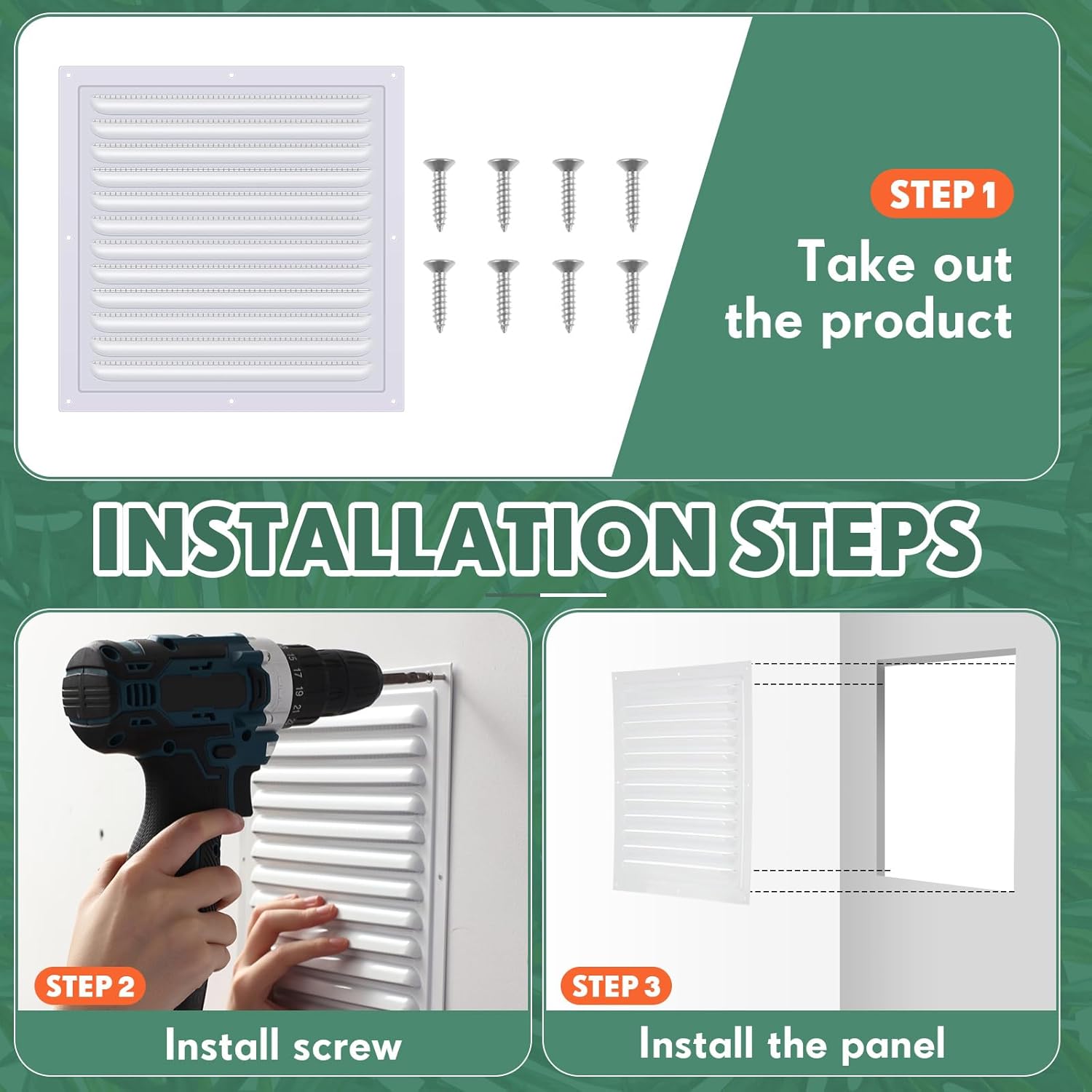 4 Pcs 12 x 12 Inch Aluminum Gable Vents Attic Vents Metal Gable Wall Shed Vent with Screw and Screen Mesh, Square Return Louver Grille for Ventilation Exterior Door House Attic Garage Ceiling