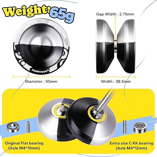 Miniatura 20 de MAGICYOYO Yoyos responsivos para niños principiantes, paquete de 2 Pro Yoyo, Yo Yo V3 de metal de doble función, yoyos de plástico K1 Plus con 12