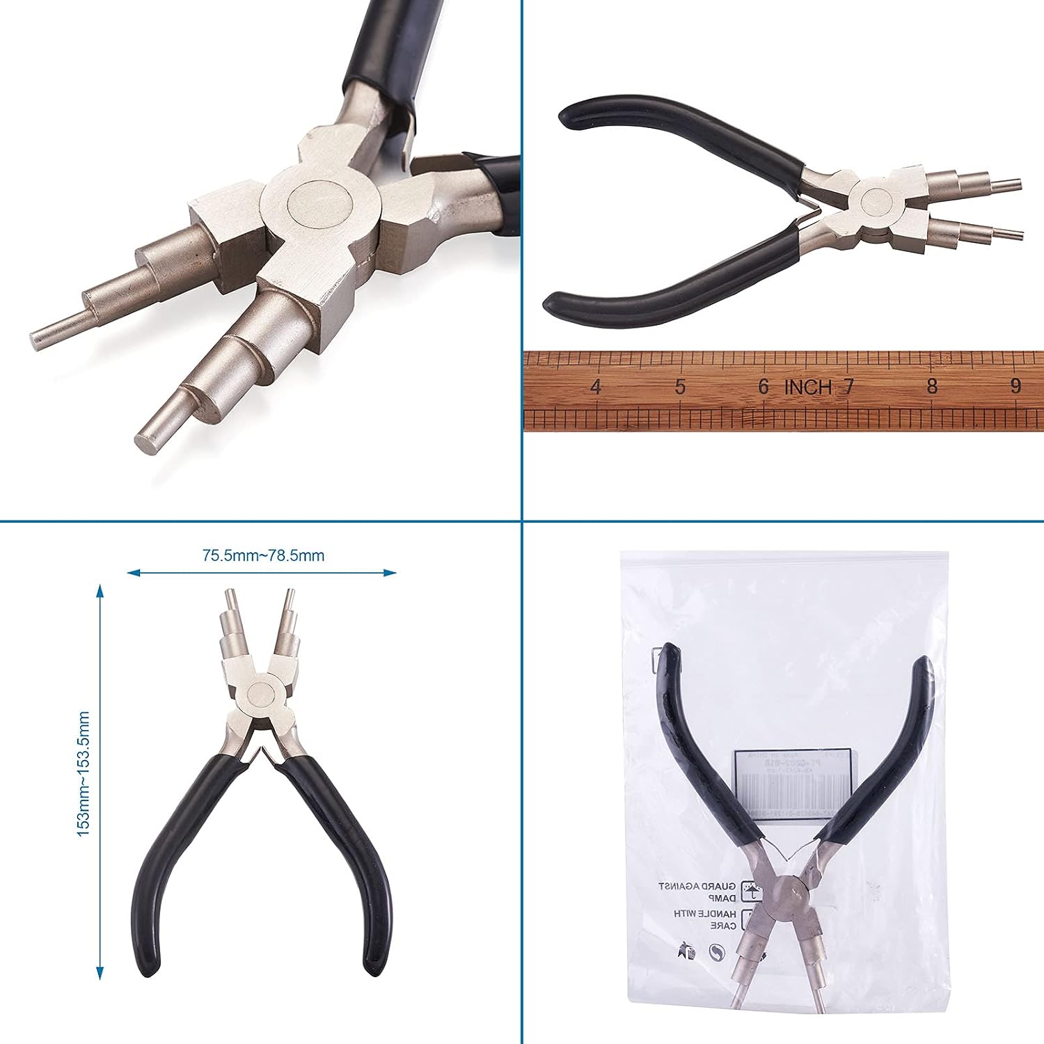 Pandahall 1 Piece Carbon Steel Wire Looping Forming Pliers 6-Step Wire Wrapping Pliers for 3mm to 10mm Loops and Jump Rings image 5