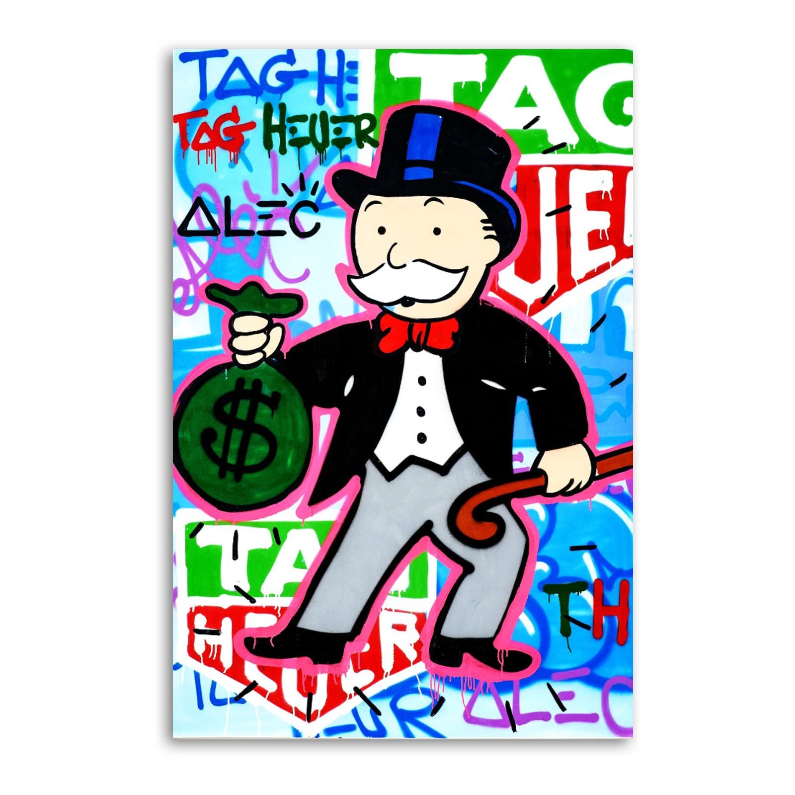 EWM ALEC Monopolys Holding Money Canvas Art Poster and Wall Art Picture Print Modern Family Bedroom Decor Posters 16x24inch(40x60cm)