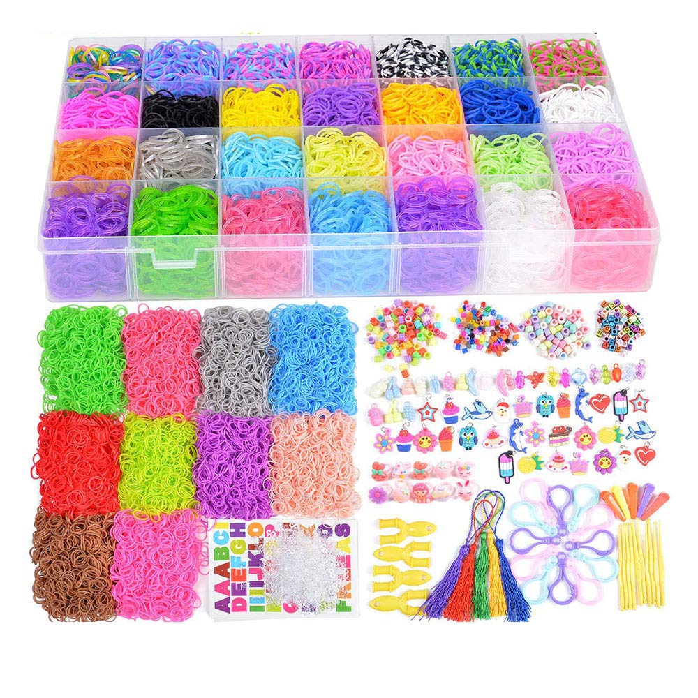 Loom Rubber Bands, DIY Rubber Band Refill Kit In, 20000 Loom Bands,38 Unique Colors, 500 S-Clips, for make bracelets, ornaments, etc.